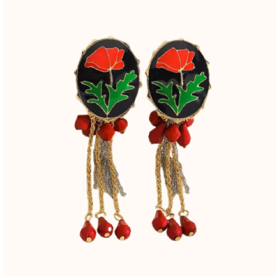 Brinco Metal Floral C/Franja 1063228