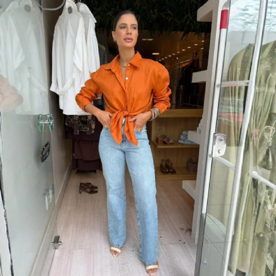 Calça Jeans Reta Manchada