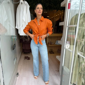 Calça Jeans Reta Manchada