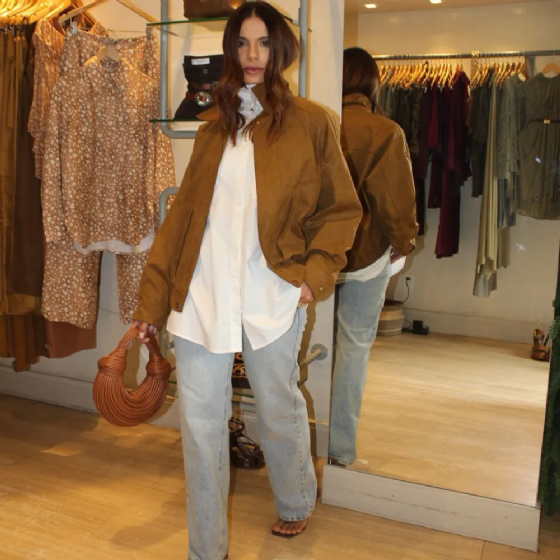 Jaqueta Bomber Suede