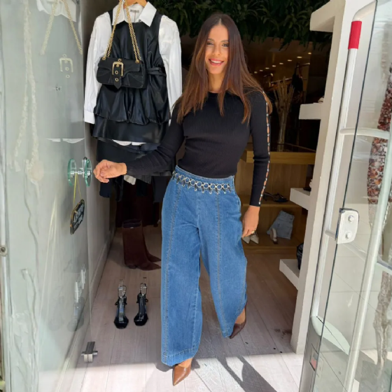 Calça Pantalona Com Argolas