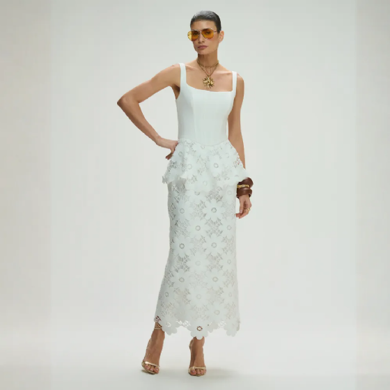 Vestido Maxi Peplum Renda