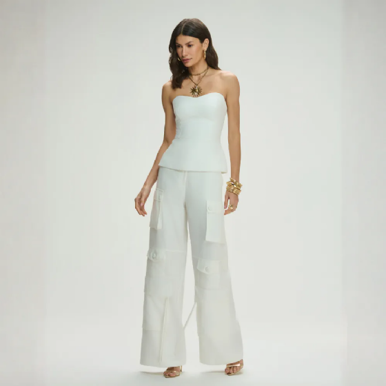 Calça Wide Leg Cargo