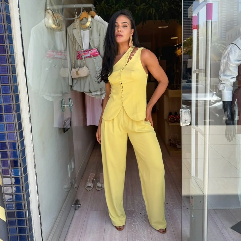 Conj Blusa/Calça Alfai Cintura Alta