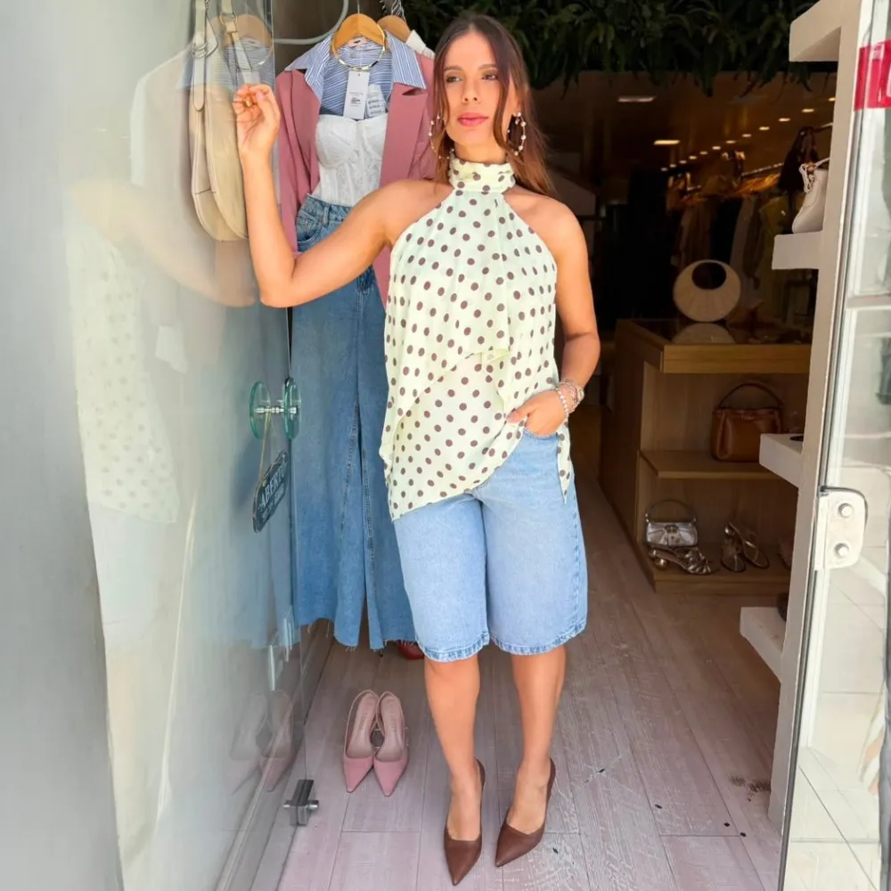 Blusa Assi Poá C/Cava Americana