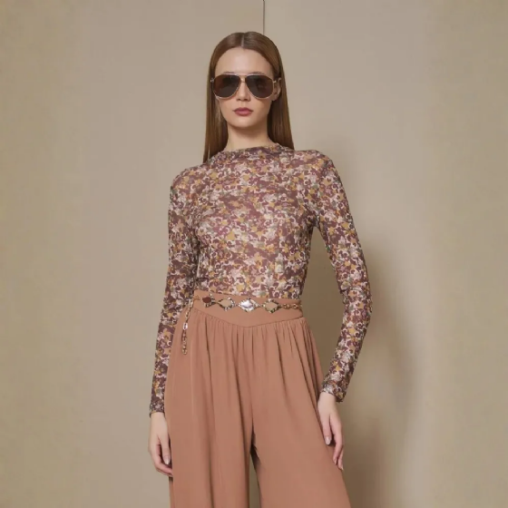 Blusa De Tule Mg Lg Magic Flower