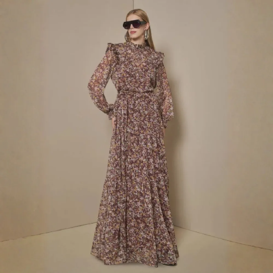 Vestido Lg Estam Mg Comprida Magic Flower