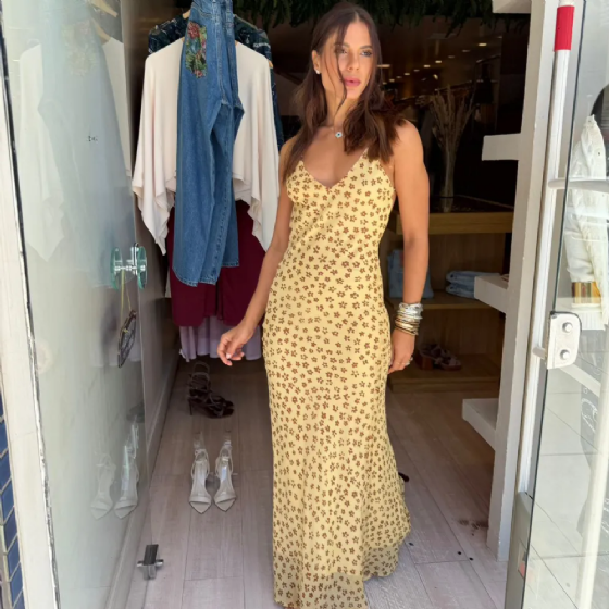 Vestido Viesado C/Fenda Chiffon