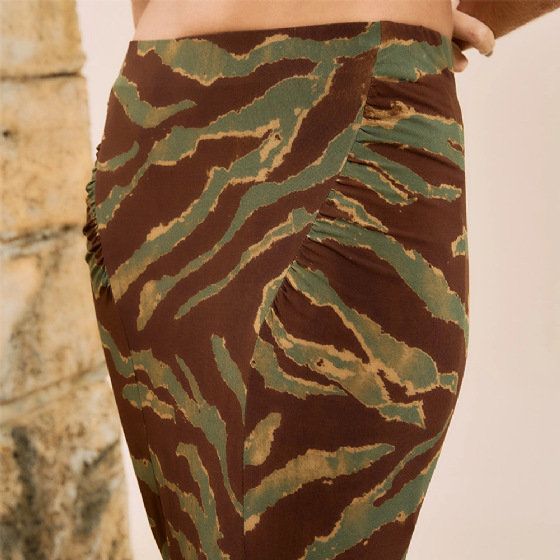 Saia Longa Estampada Franzida