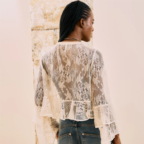 Blusa Cropped Em Renda