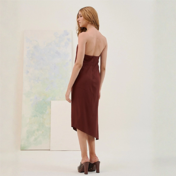 Vestido Midi Halter C/Argola Metálica