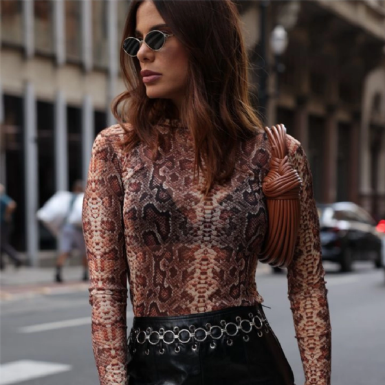 Blusa Mg Lg Tule Ani Print Cobra