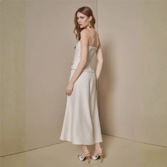 Vestido Midi Botões Em Alfaiataria