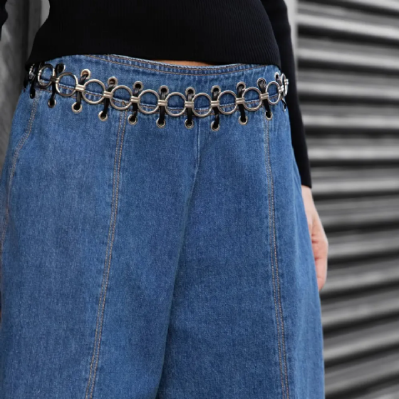 Bermuda Jeans Com Argolas