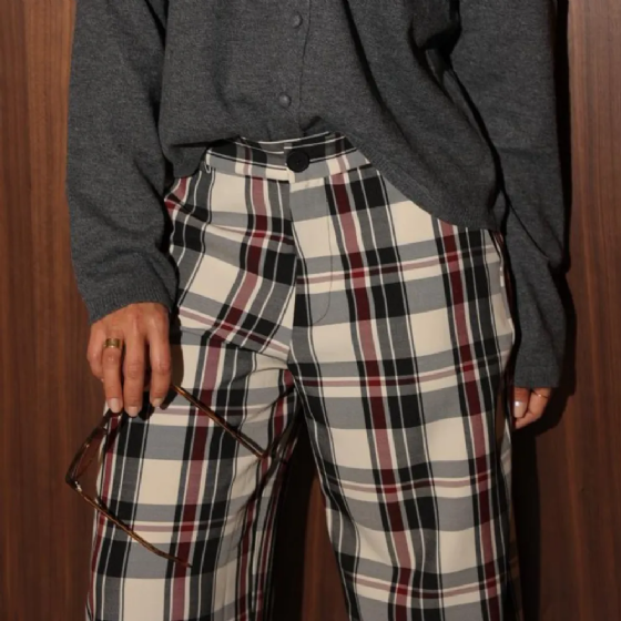 Calça Reta Xadrez