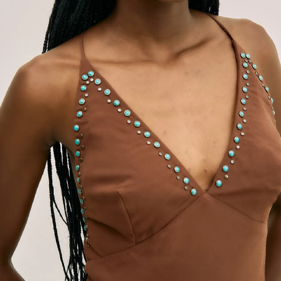 Vestido Longo Com Aplicações