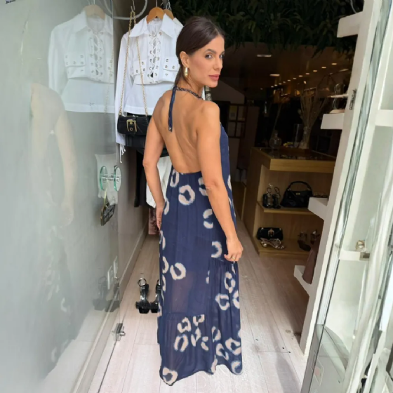 Vestido Lg Halter Neck Estampado