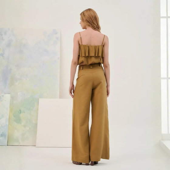 Calça Pantalona Com Cinto