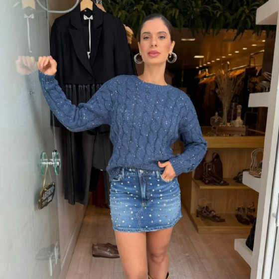 Blusa Tricot C/Detalhe Trançado