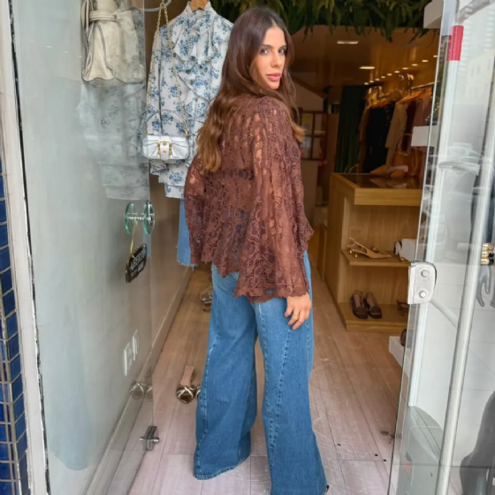 Calça Jeans B Wide Recortes