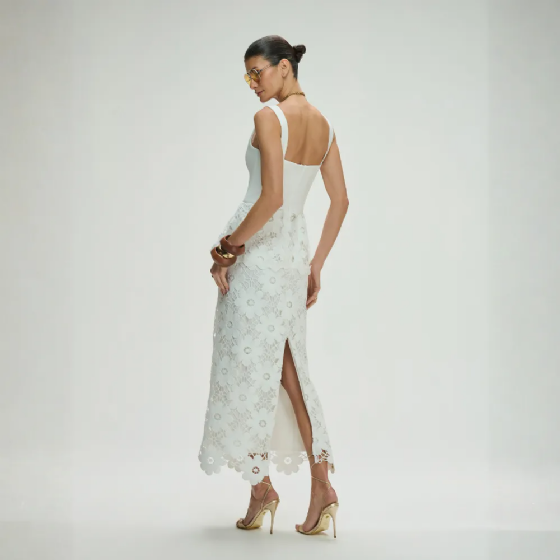 Vestido Maxi Peplum Renda
