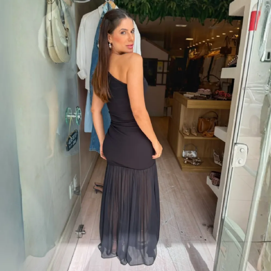Vestido Lg Canelado C/Ombro Só