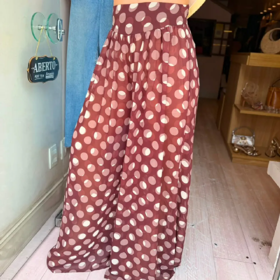 Calça Pantalona Poá Chiffon Glass