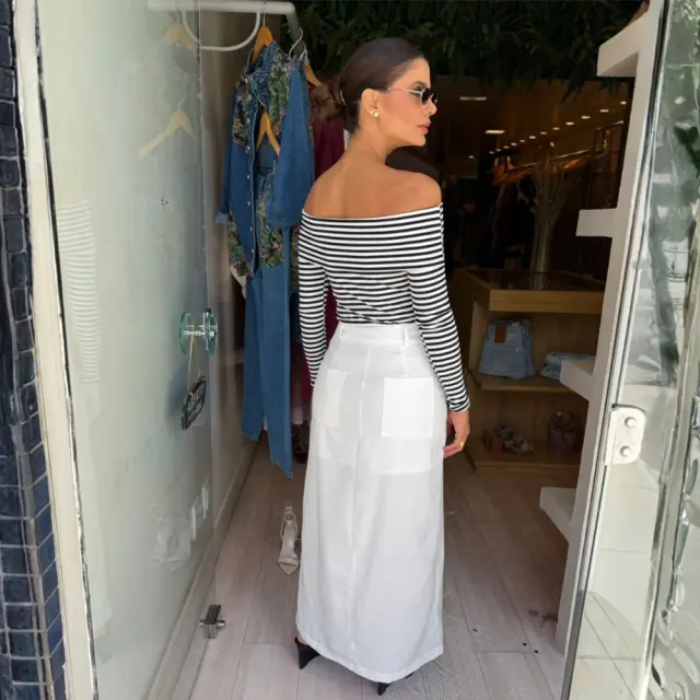 Blusa Ombro a Ombro Listrada