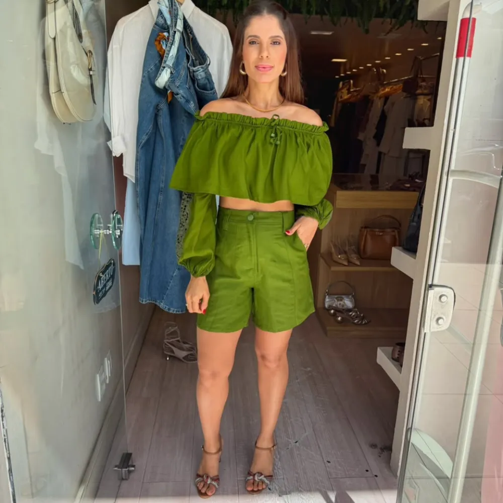 Blusa Cropped Ombro A Ombro
