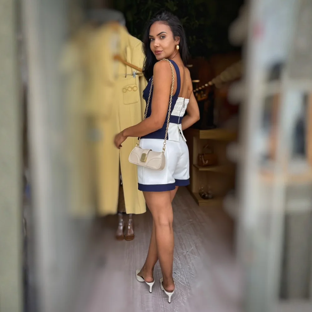 Conj Blusa Peplum/Short Saia