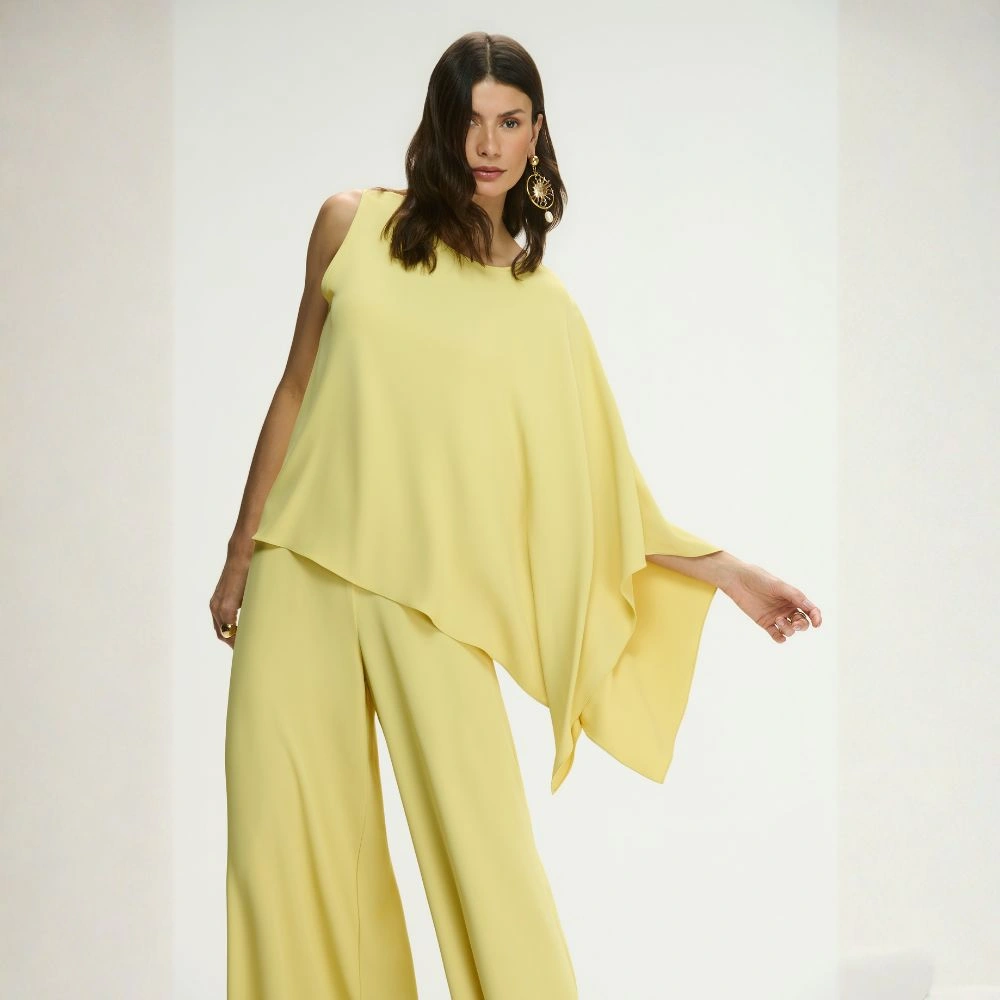 Conj Blusa Assi/Calça Pantalona Crepe
