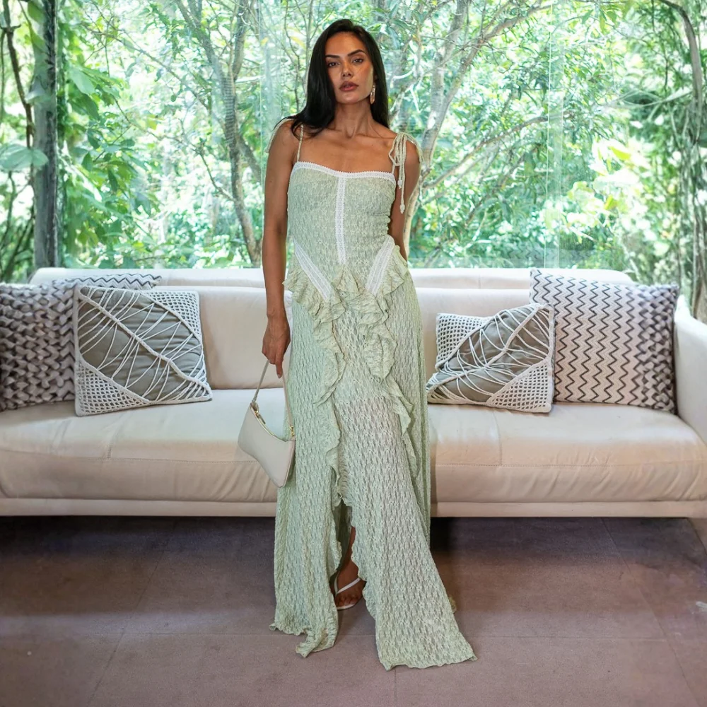 Vestido Longo Renda C/Babados