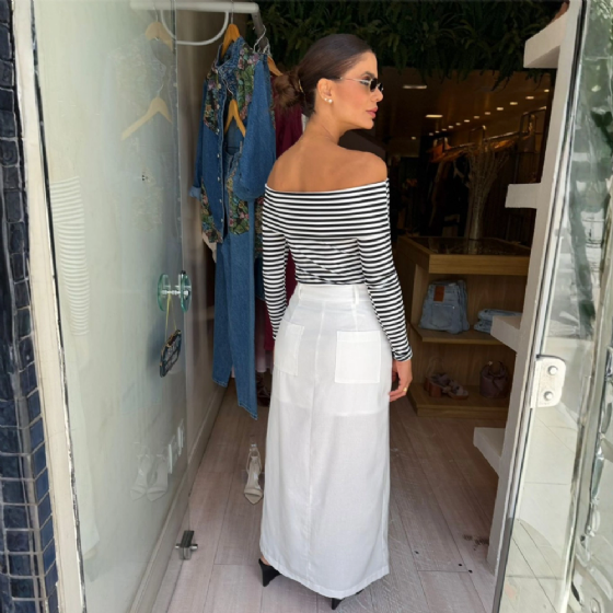 Blusa Ombro a Ombro Listrada
