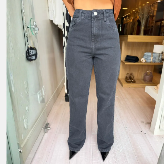 Calça Jeans Reta Black Stonado