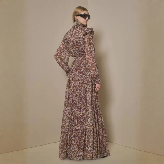 Vestido Lg Estam Mg Comprida Magic Flower