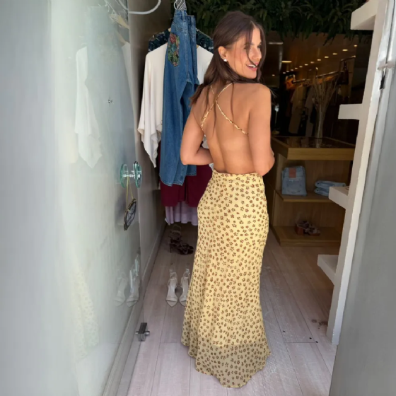 Vestido Viesado C/Fenda Chiffon