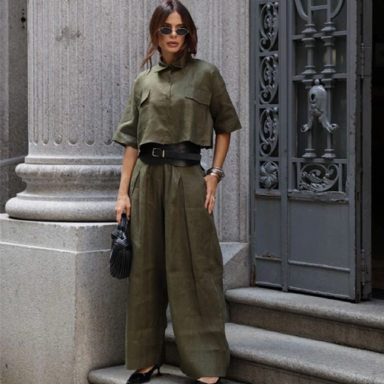 Calça Linho C/Bolsos E Pregas