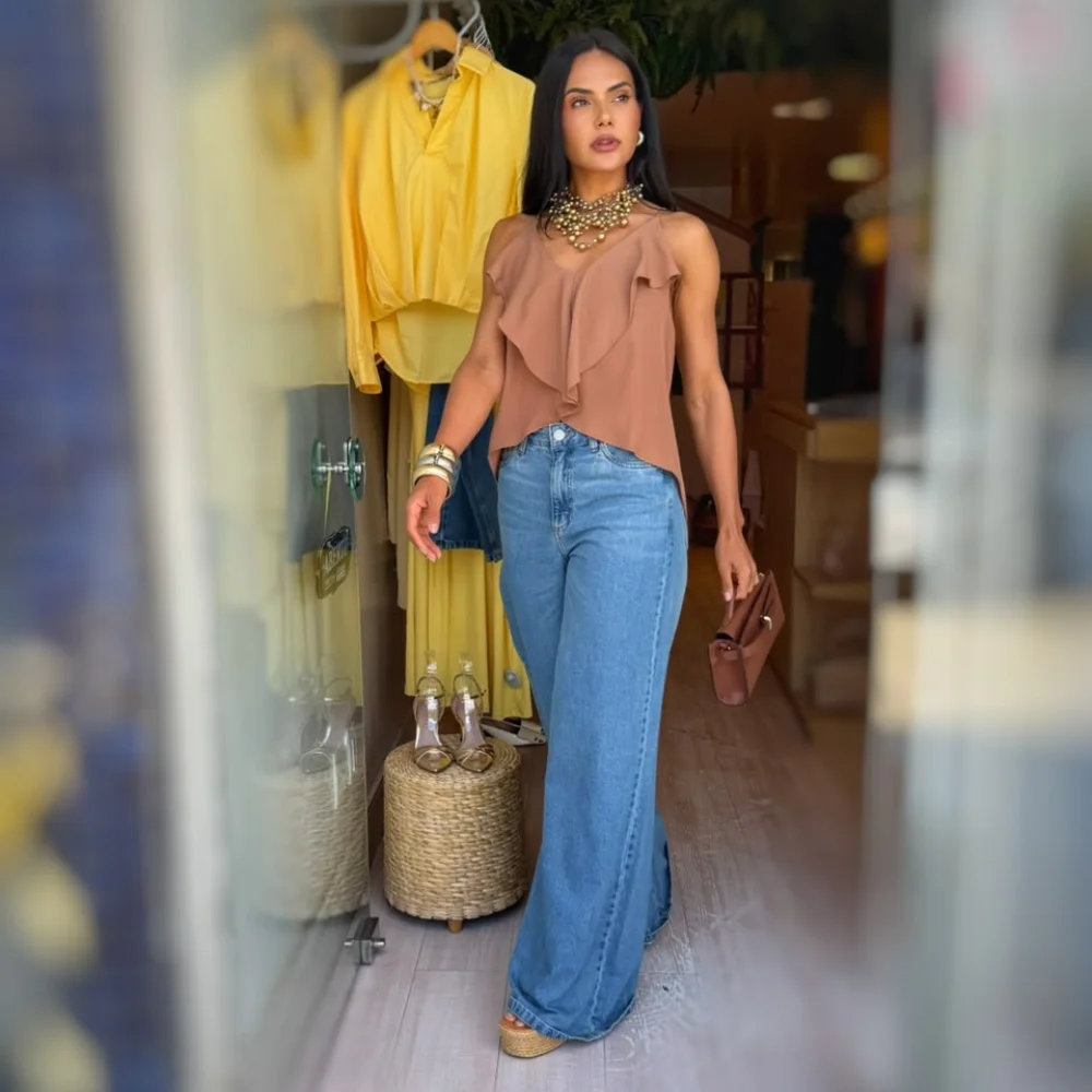 Blusa Alongada Babados
