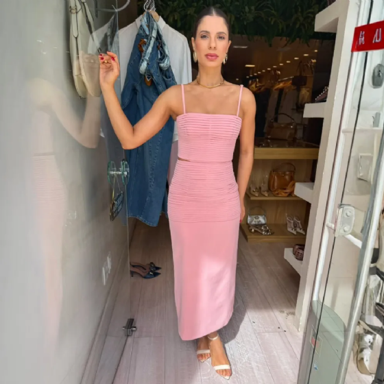 Conj Cropped/Saia Midi C/Tiras