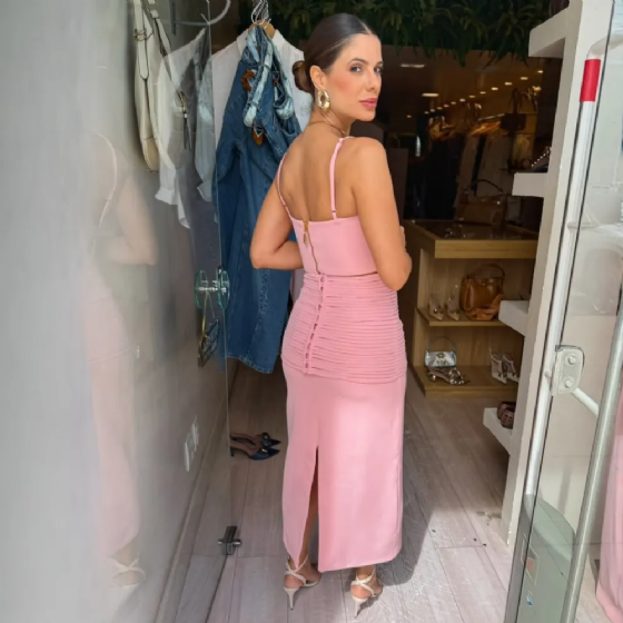 Conj Cropped/Saia Midi C/Tiras