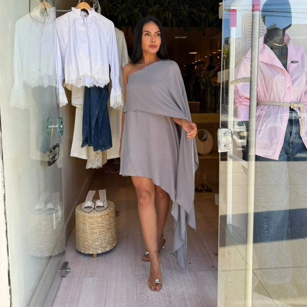 Vestido Assi Curto Ombro Único