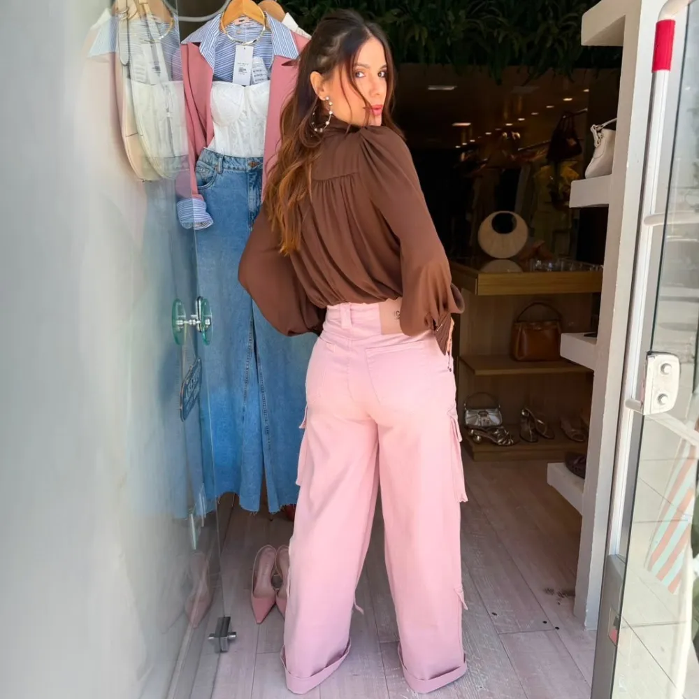 Blusa Balonê Gola Alta C/Nervuras