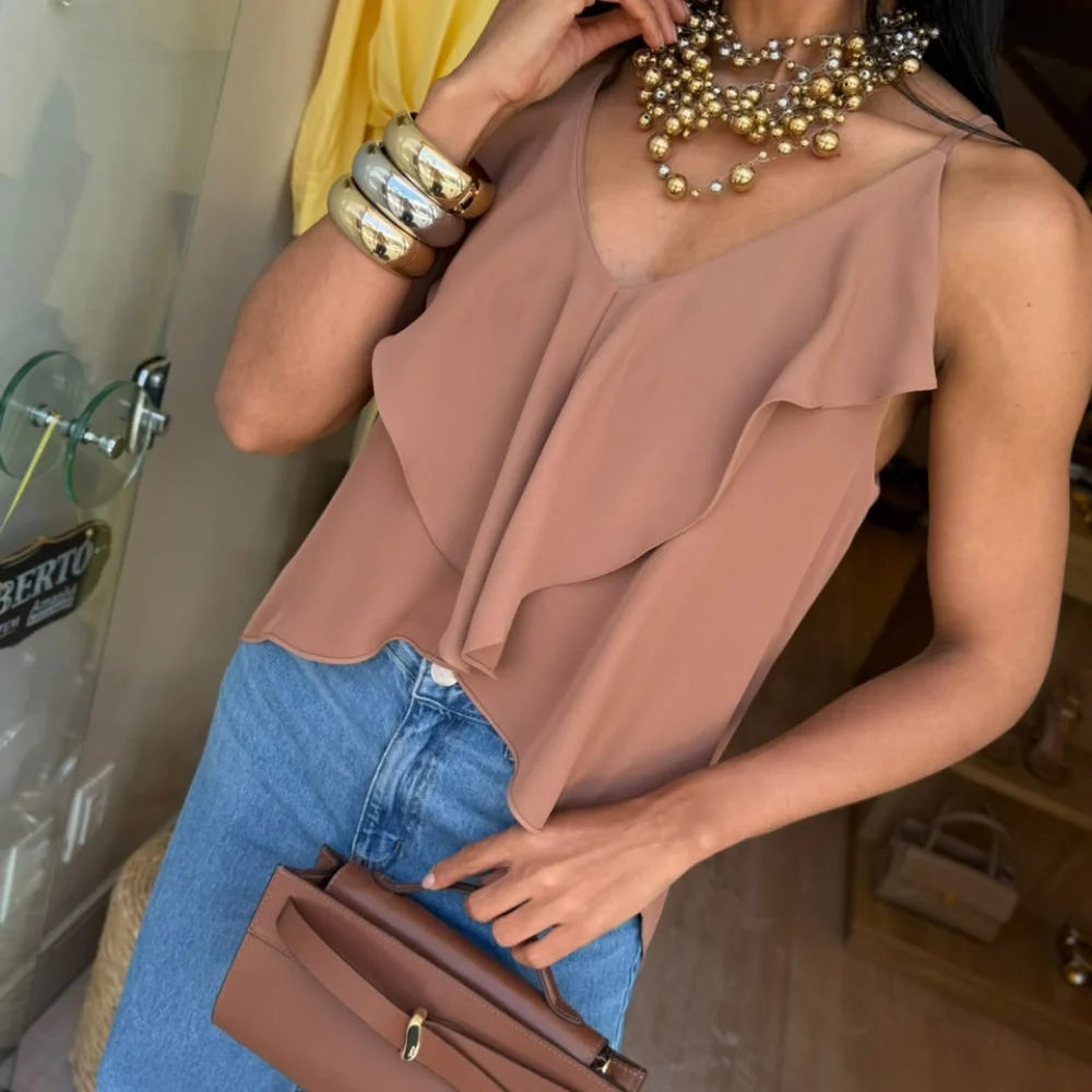 Blusa Alongada Babados
