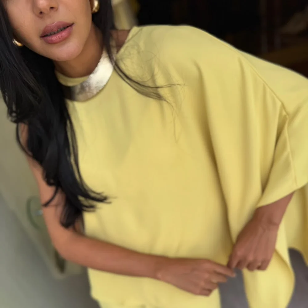 Conj Blusa Assi/Calça Pantalona Crepe