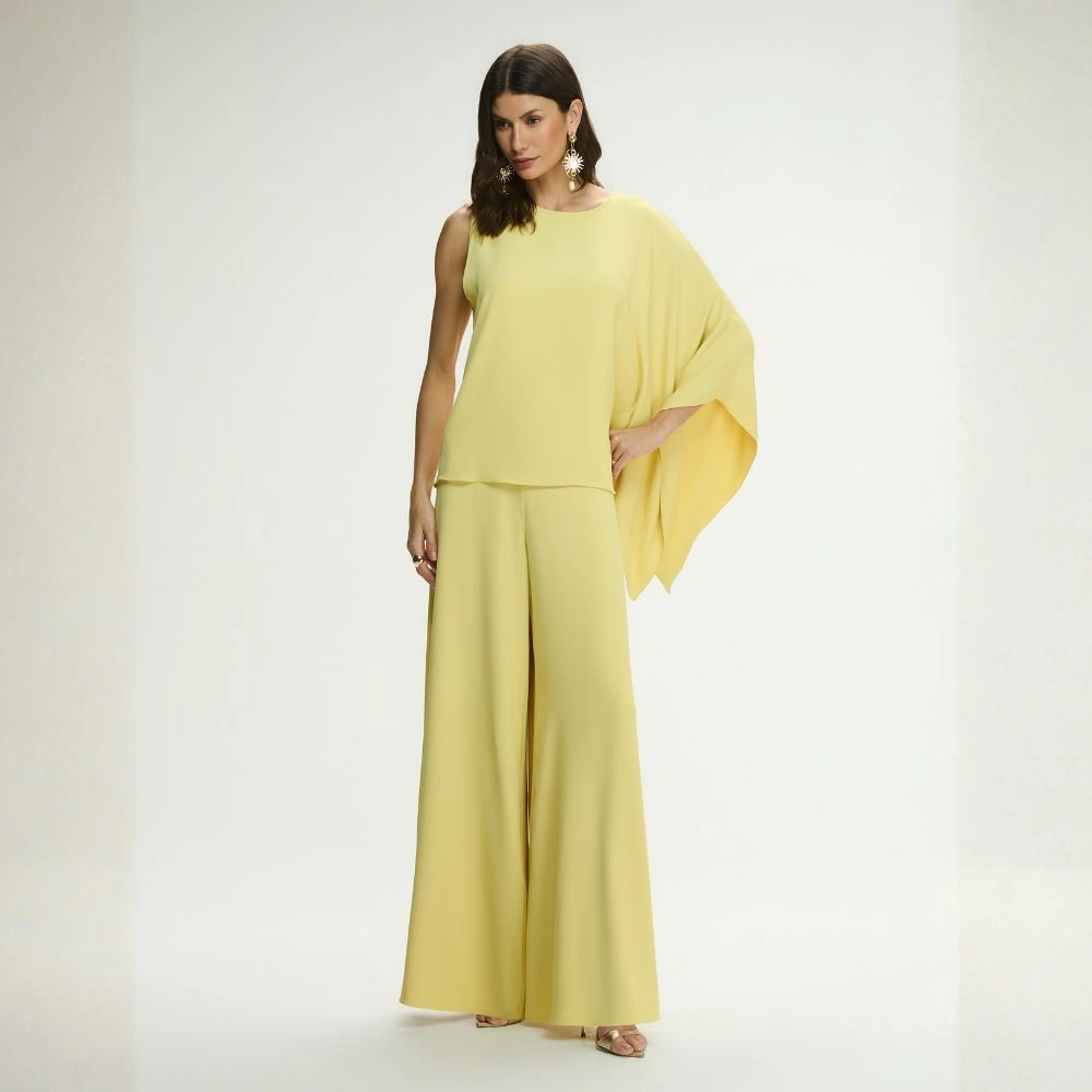 Conj Blusa Assi/Calça Pantalona Crepe