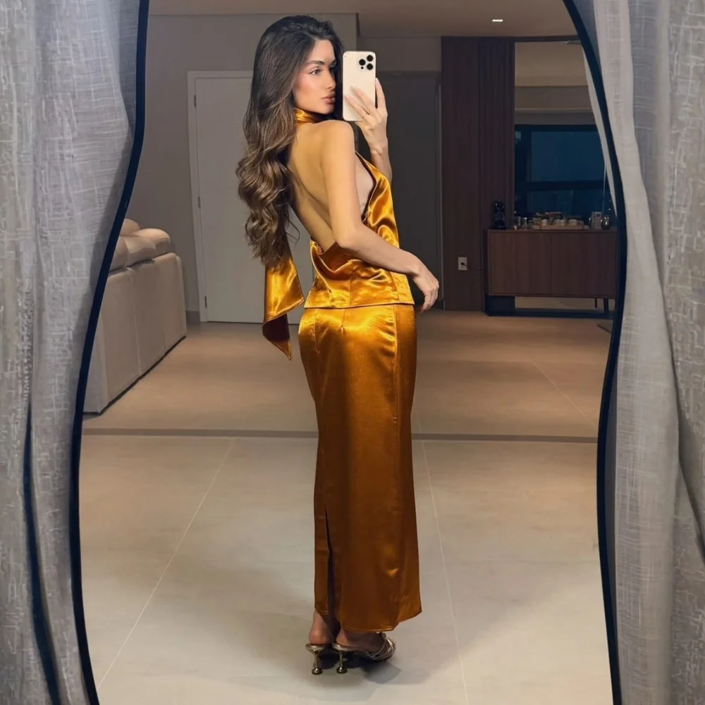 Conj Cetim Saia/Blusa Frente Única
