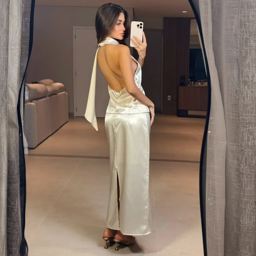 Conj Cetim Saia/Blusa Frente Única