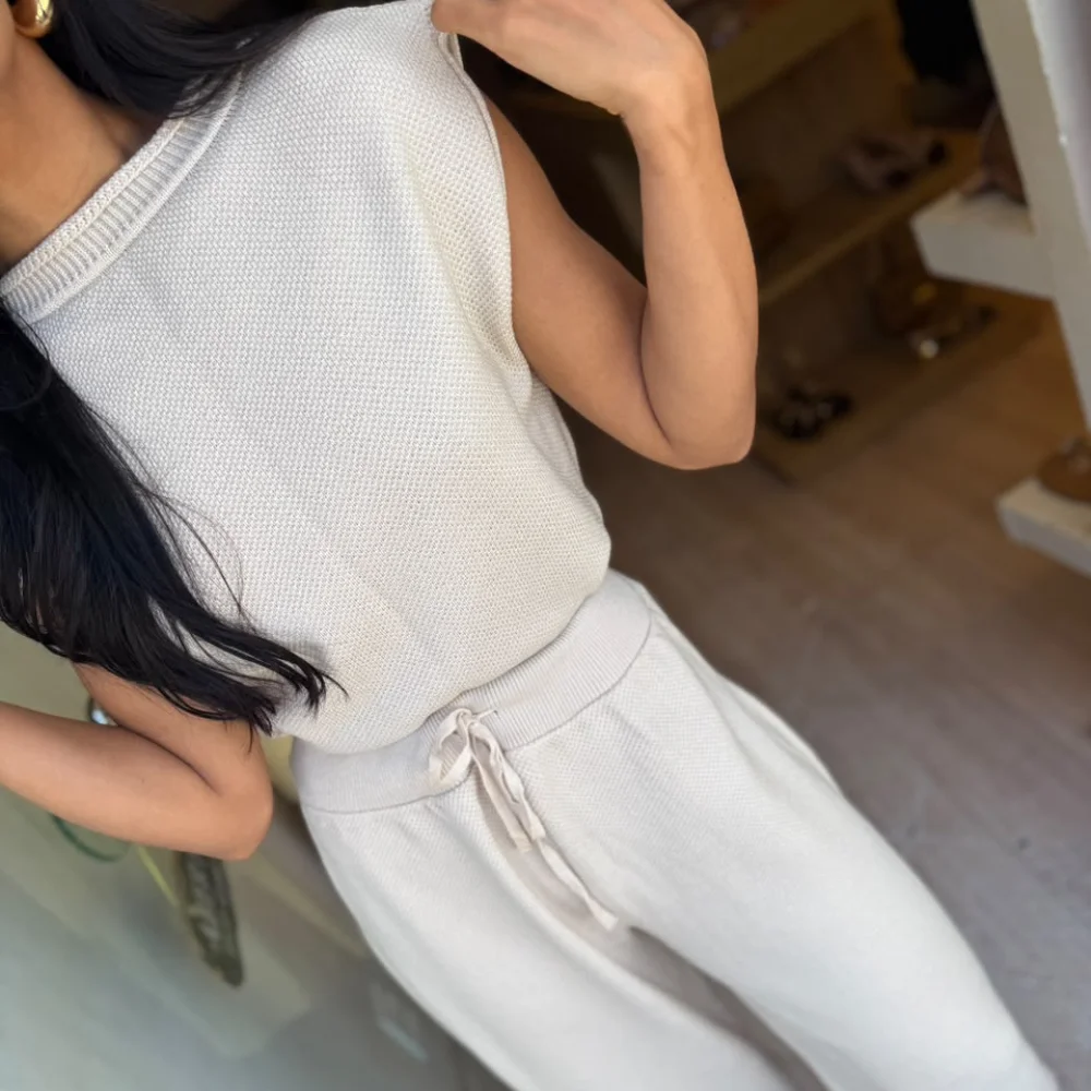 Conj Tricô Blusa/Calça Balloon