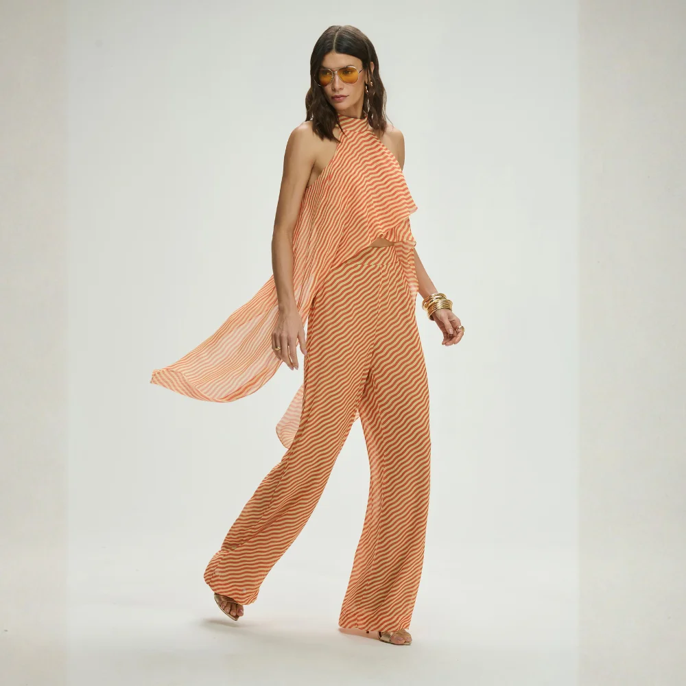 Conj Blusa Assi/Calça W Leg Waves